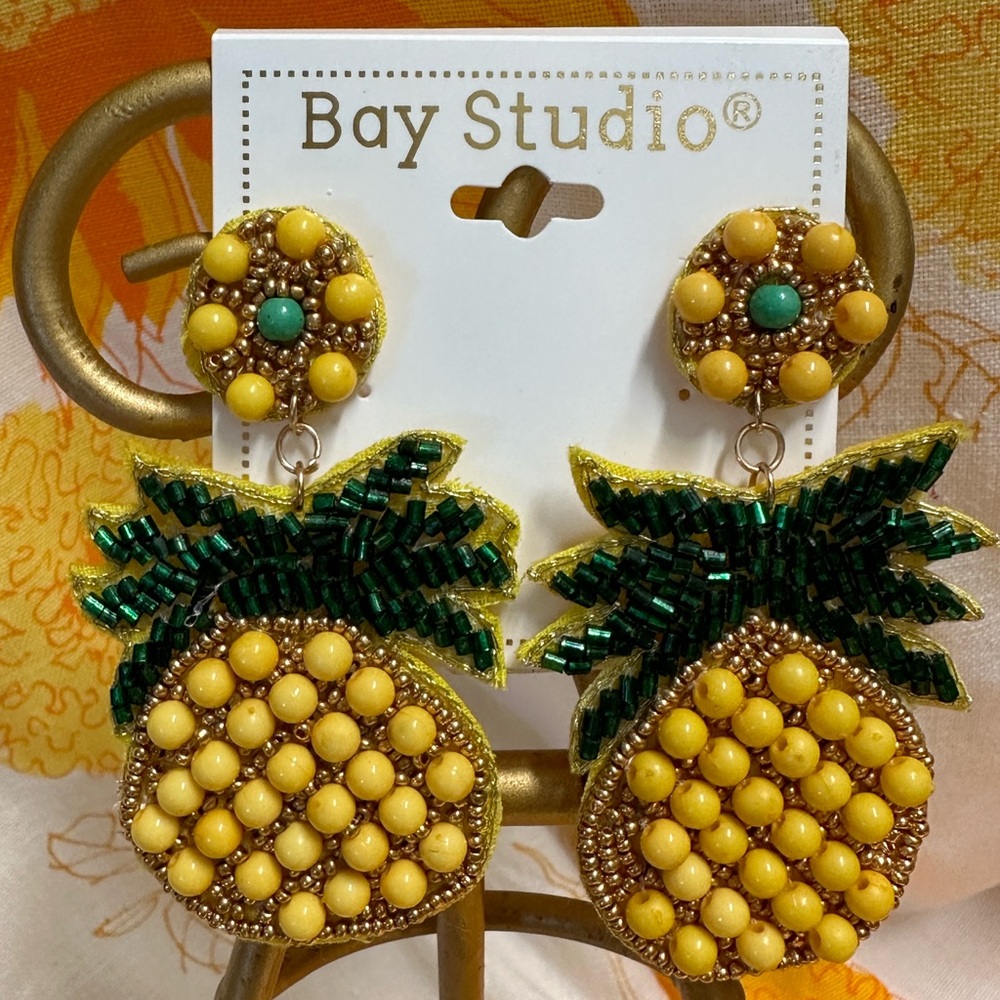 NWT- Pineapple 🍍 Pierced Earrings Felt & bead Pierced Earrings - Bay Studio ☀️